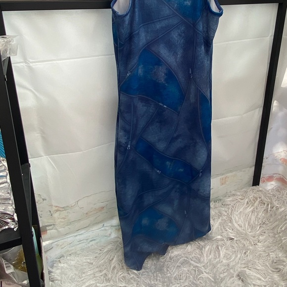 Women’s Tank Midi Dress with Patchwork Denim Print - Picture 7 of 9